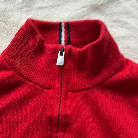 Tommy Hilfiger Red Quarter-Zip Sweater – Size Medium | Preppy Casual Staple | - Picture 3 of 6